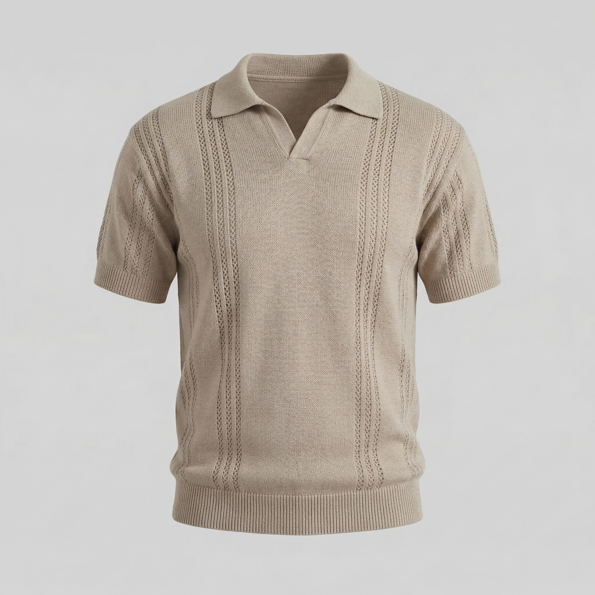 Men's Knit Polo Shirt - Soft Cotton Blend - Casual Wear - Short Sleeve