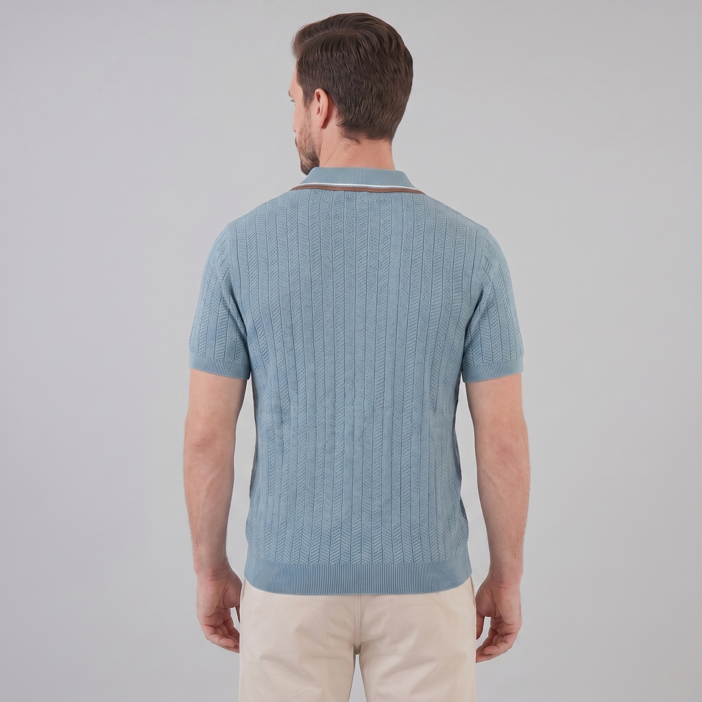 Men's Knit Polo Shirt with Contrast Collar - Casual Wear for Everyday Comfort