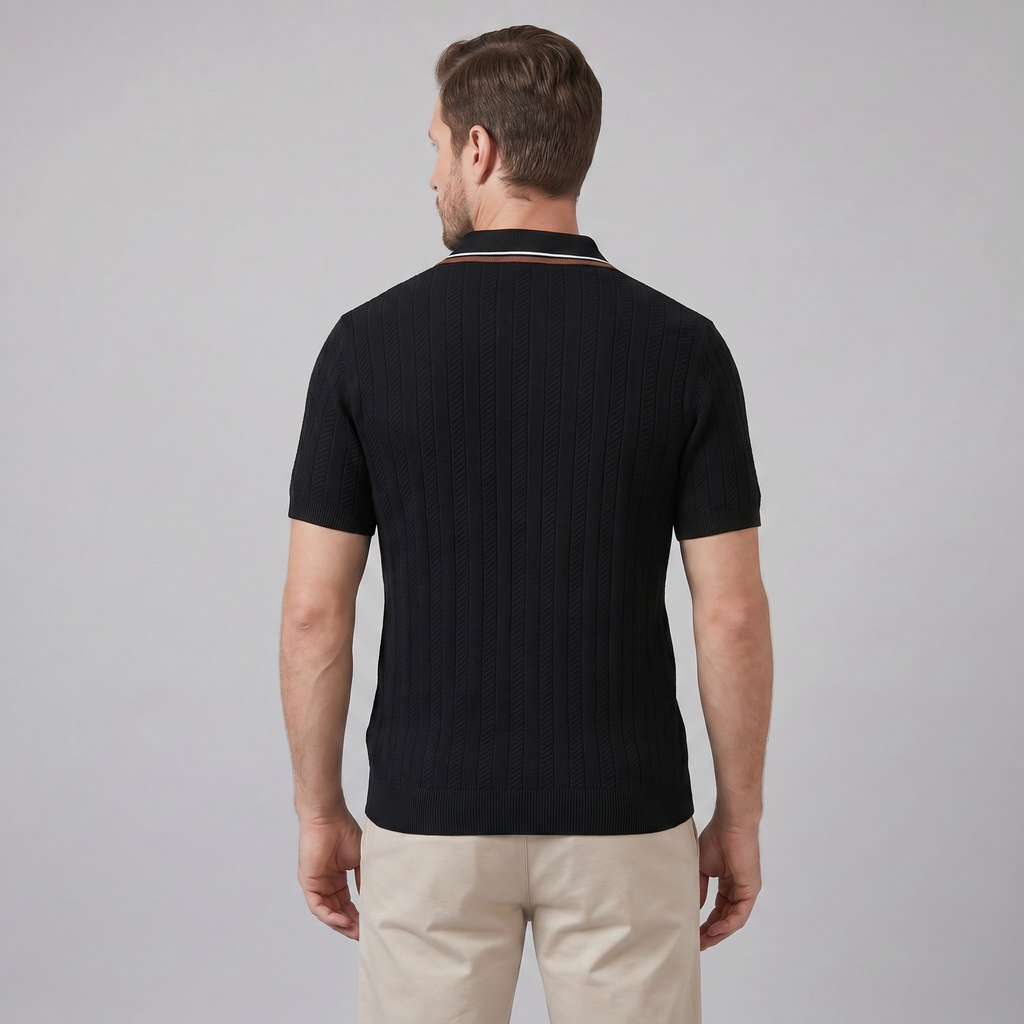 Men's Knit Polo Shirt with Contrast Collar - Casual Wear for Everyday Comfort