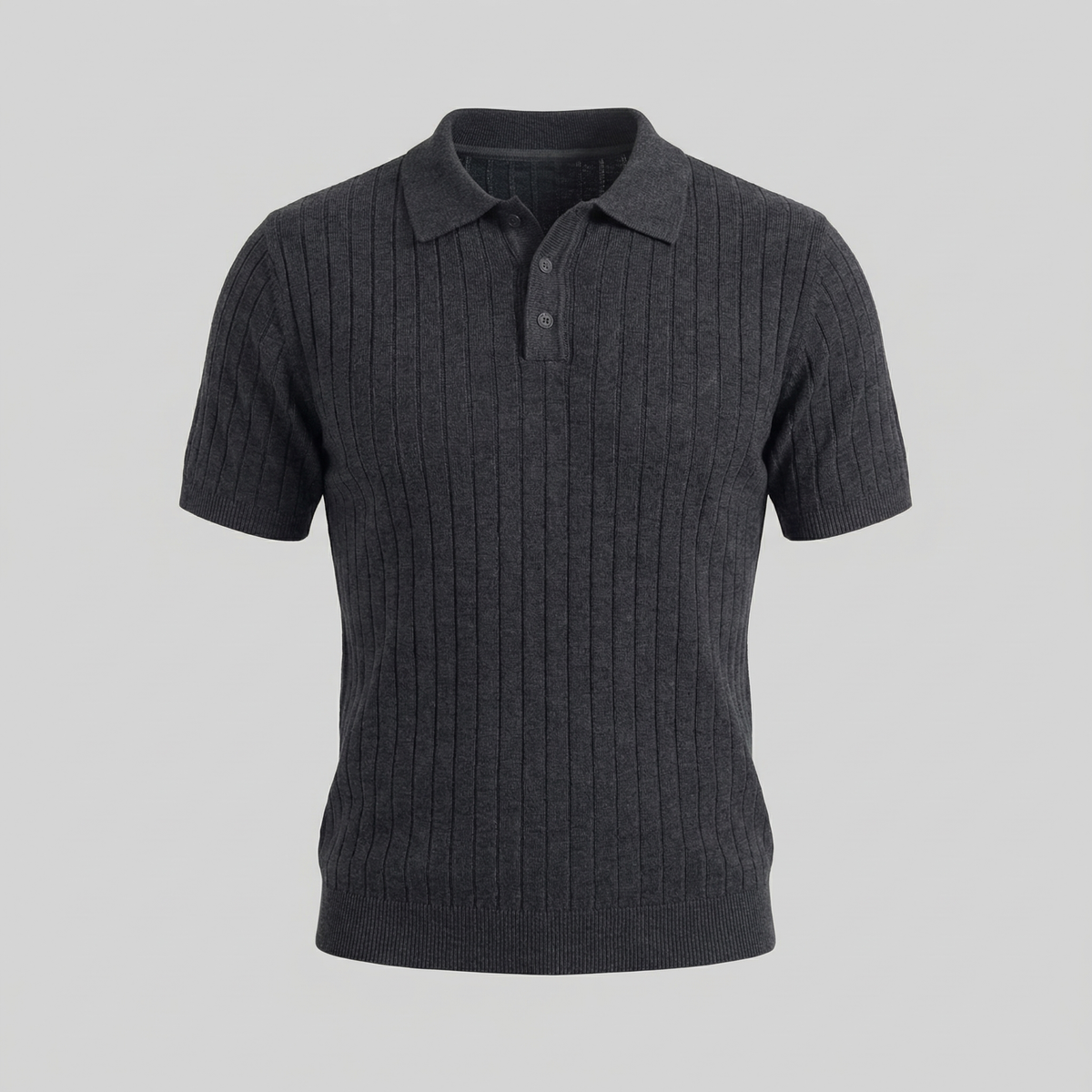Men's Knit Polo Shirt with Stripes for Casual Wear