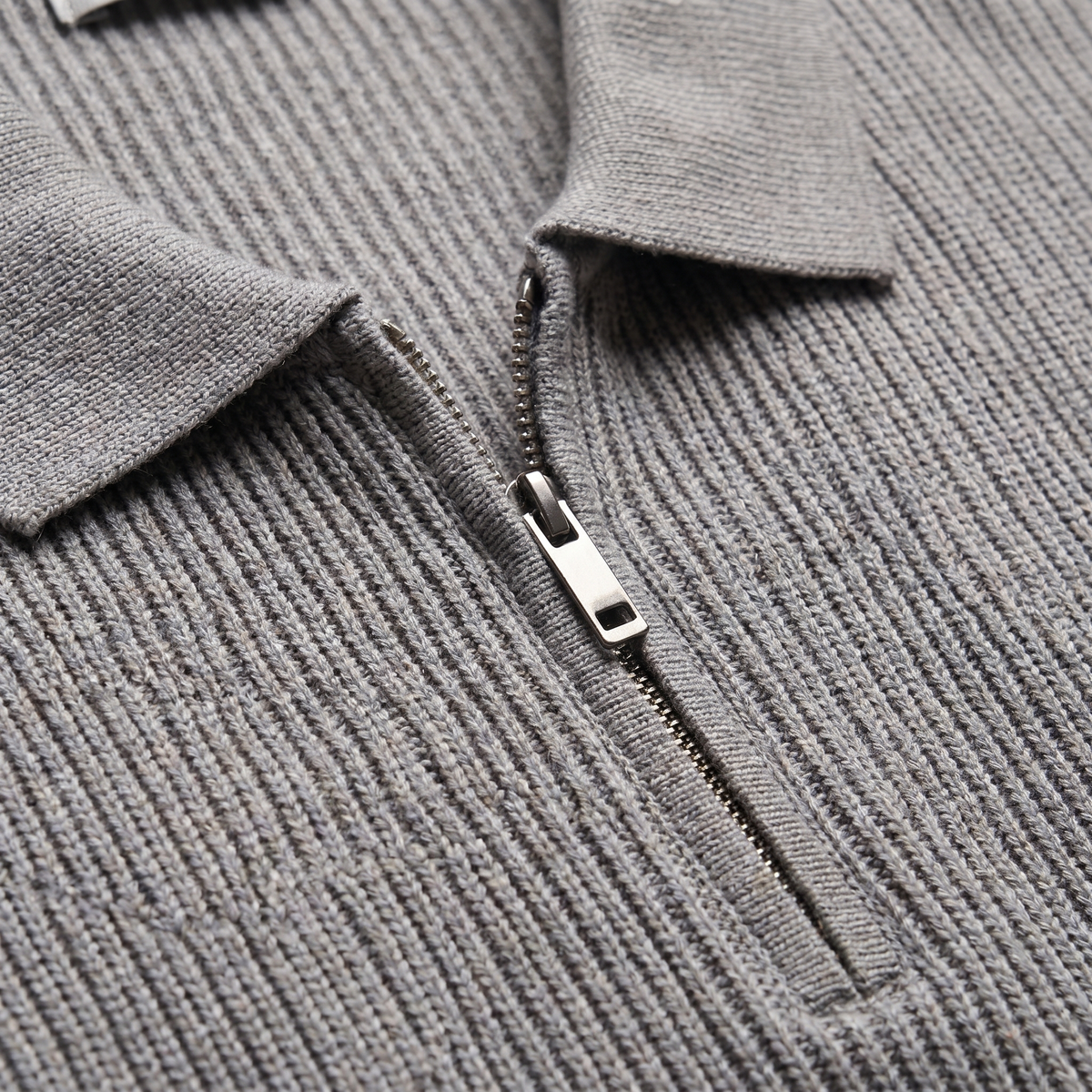 Men's Knit Zip Neck Polo Shirt - Casual Cotton Blend for Everyday Wear