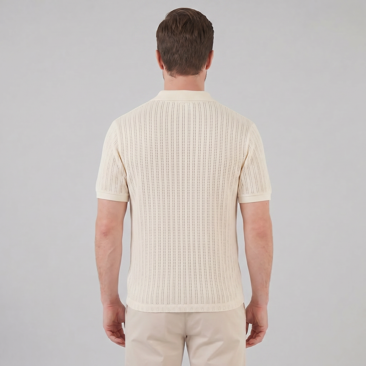 Men's Open Collar Polo Shirt - Lightweight Cotton - Summer Casual Wear