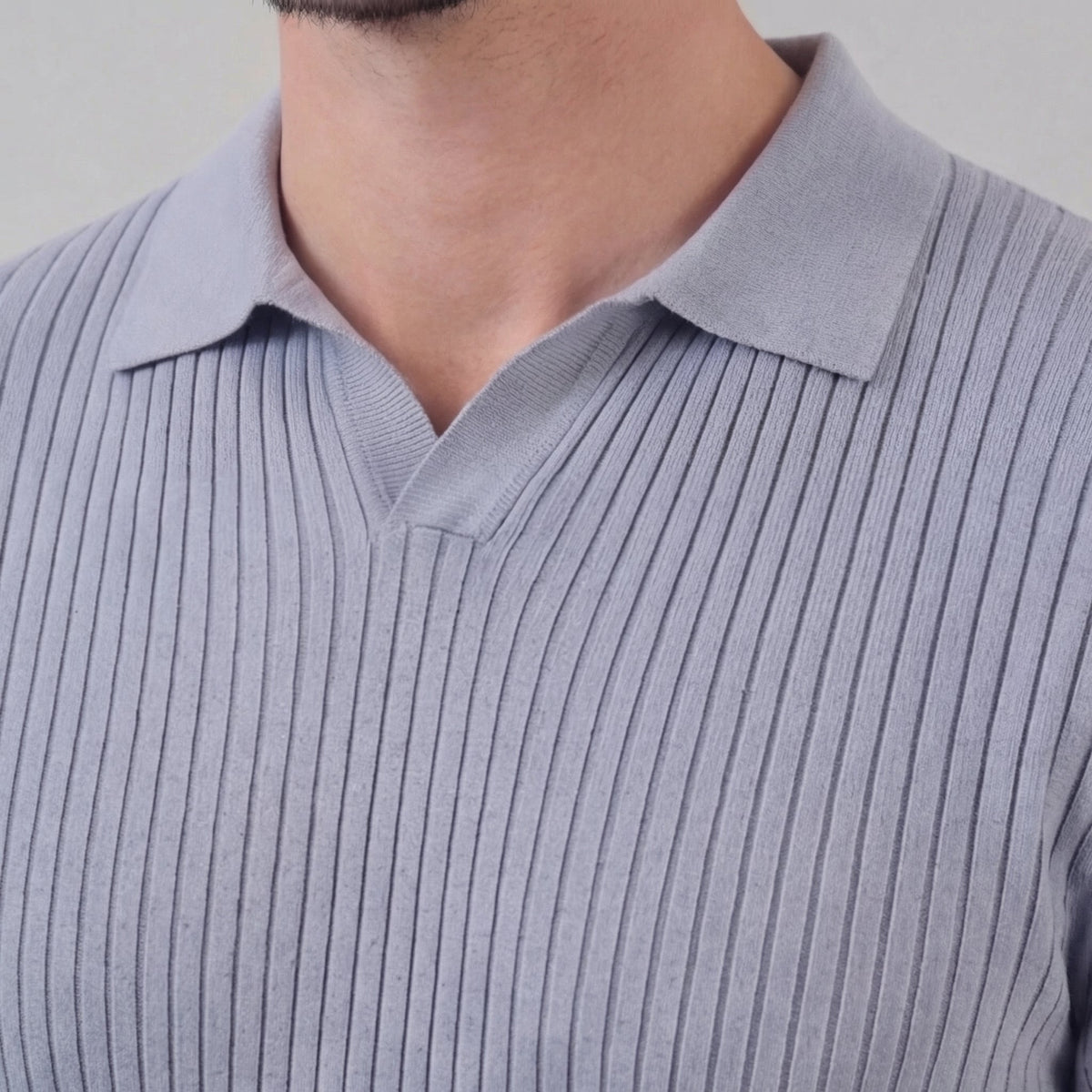 Men's Ribbed Knit Polo Shirt - Short Sleeve Casual Wear for Everyday Comfort