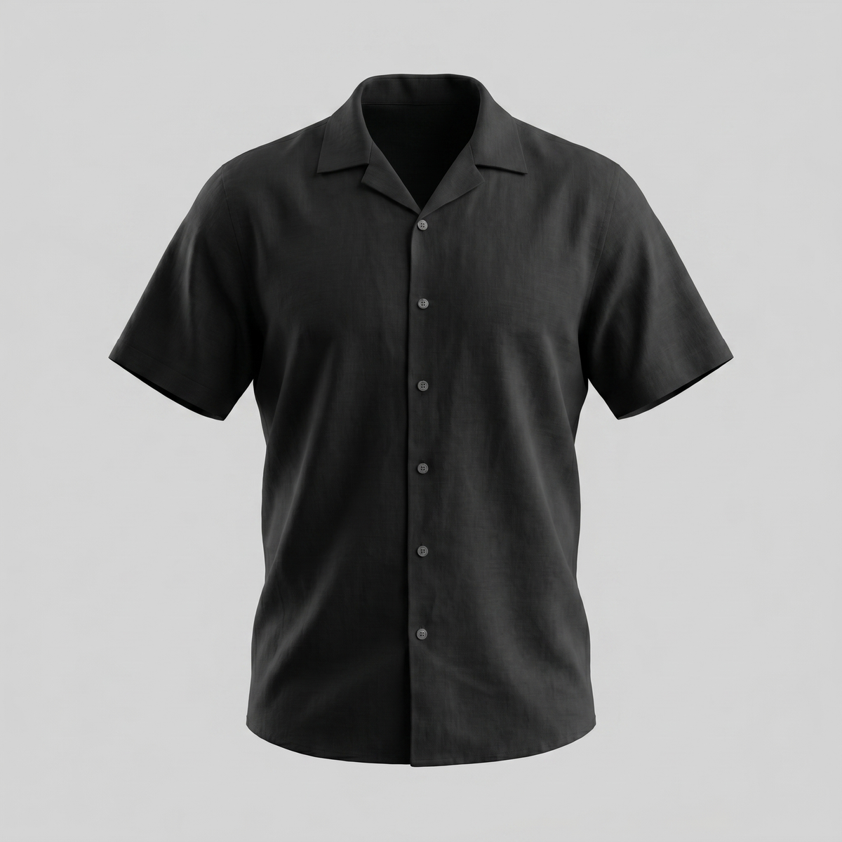 Men's Short-Sleeve Camp Collar Shirt - Lightweight Cotton for Casual Wear