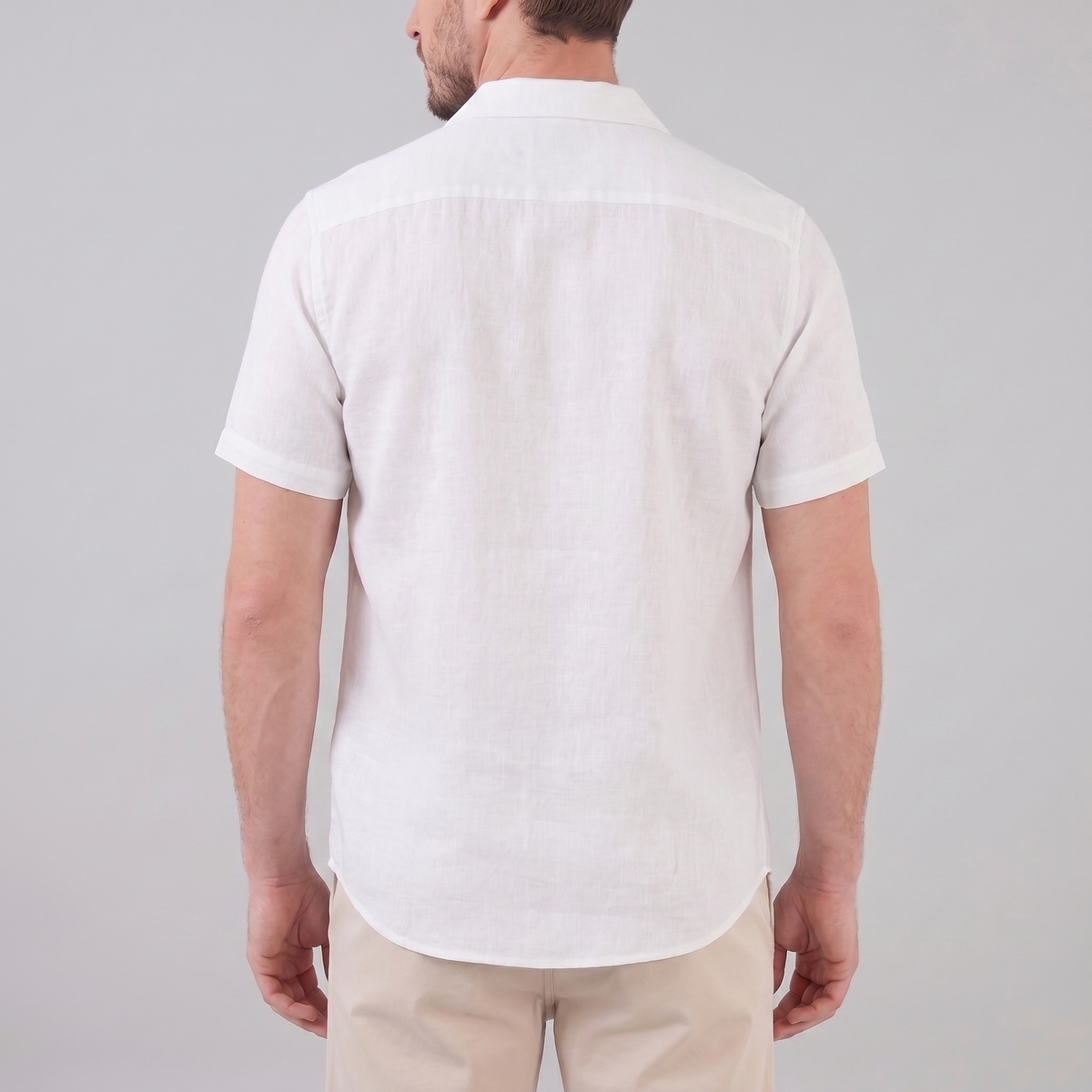 Men's Short-Sleeve Camp Collar Shirt - Lightweight Cotton for Casual Wear