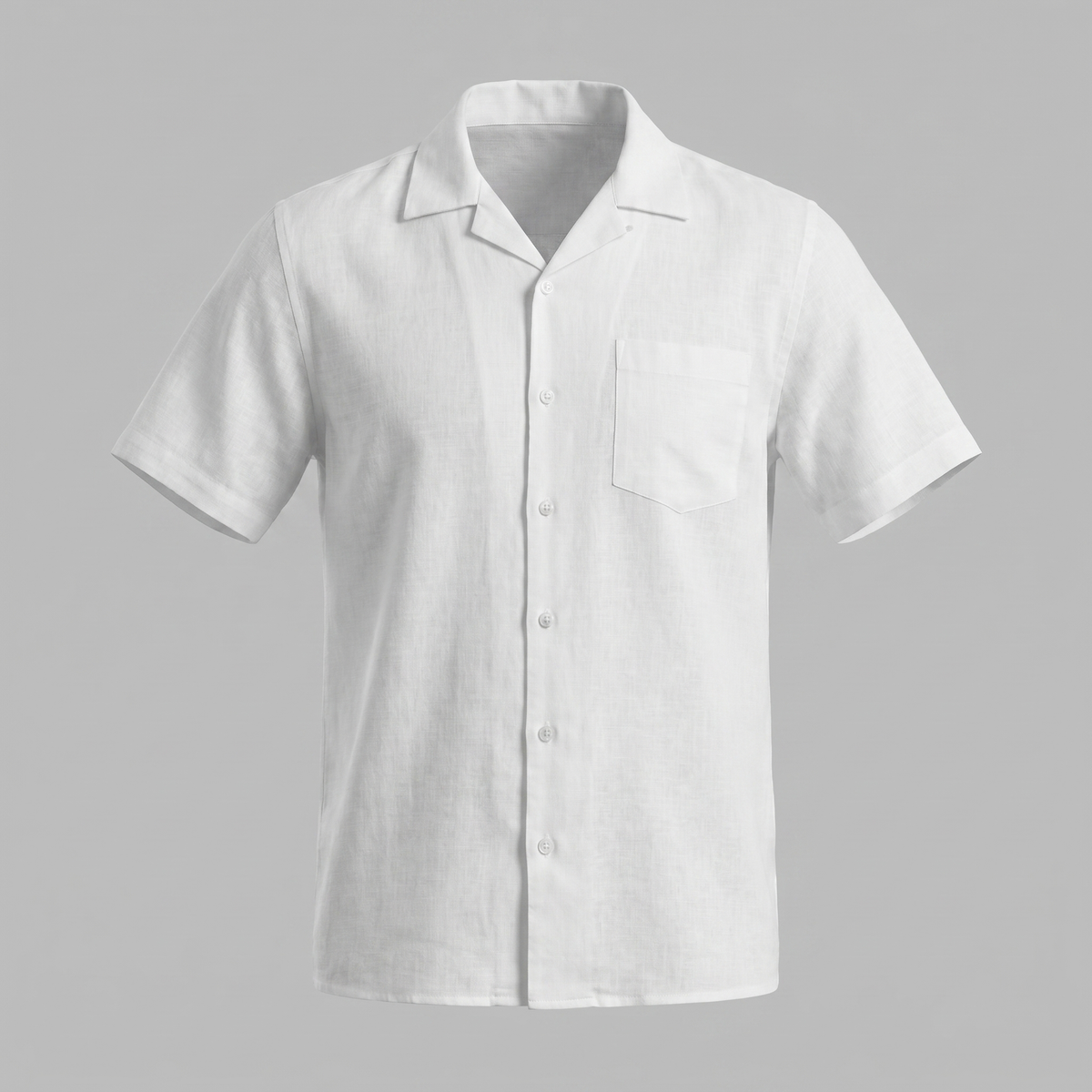 Men's Short-Sleeve Camp Collar Shirt - Lightweight Cotton for Casual Wear