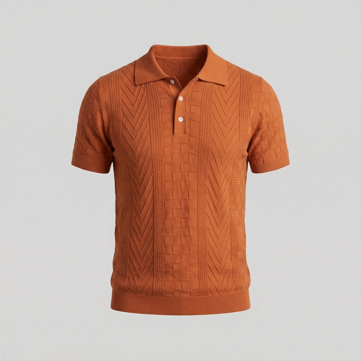 Men's Slim Fit Jacquard Polo Shirt - Casual Wear, Lightweight Fabric