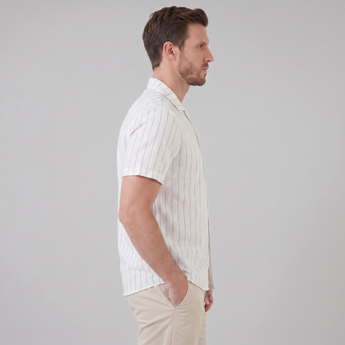 Men's Striped Cotton Button-Down Shirt for Casual or Business Wear