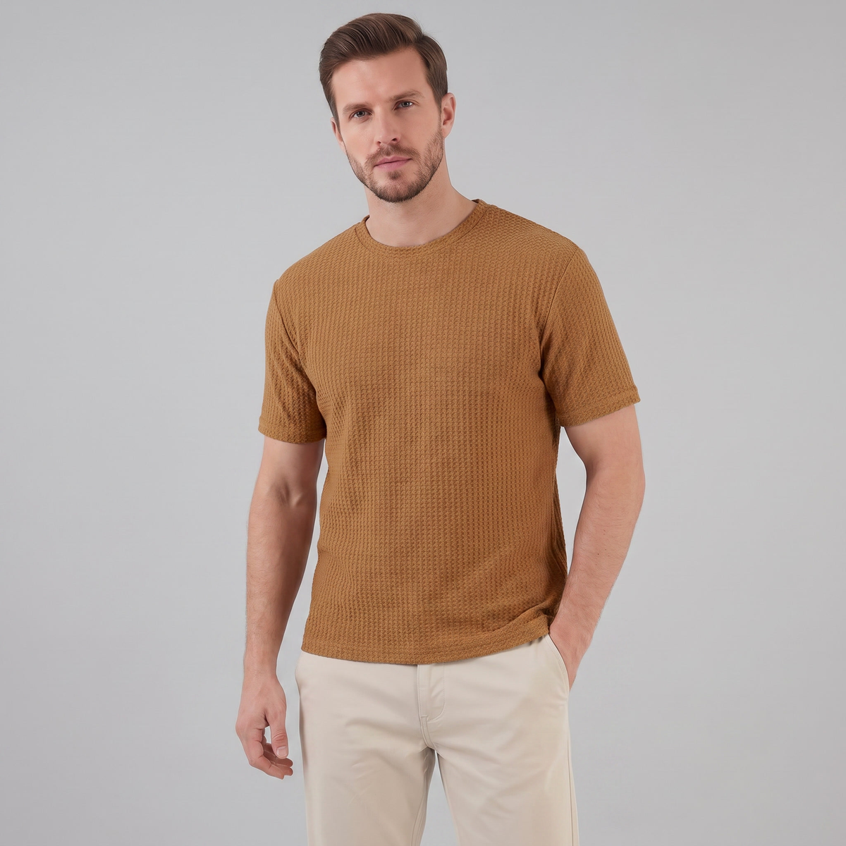 Men's Structured Cotton T-Shirt for Summer Casual Wear