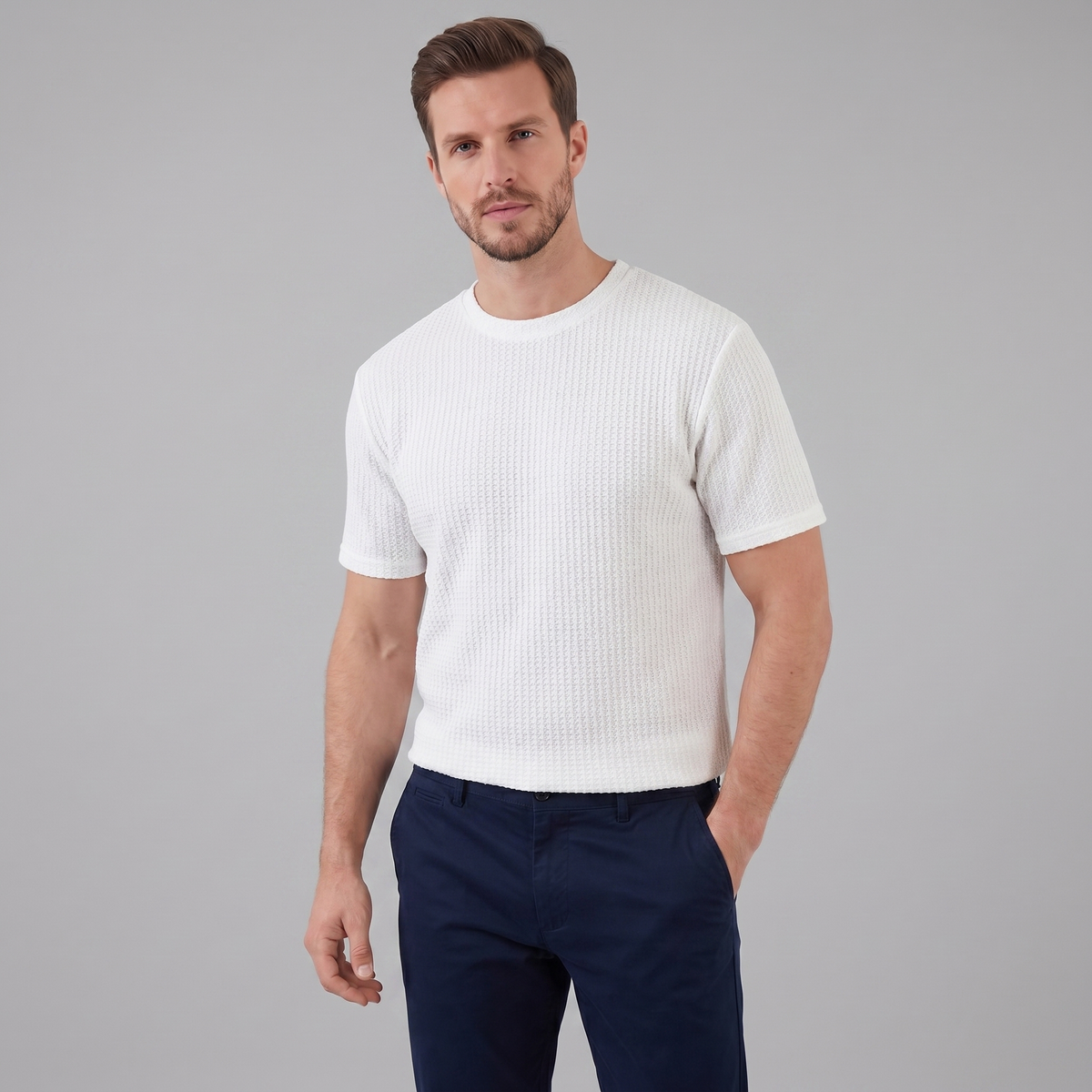 Men's Structured Cotton T-Shirt for Summer Casual Wear