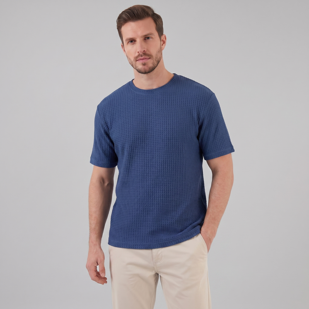 Men's Structured Cotton T-Shirt for Summer Casual Wear