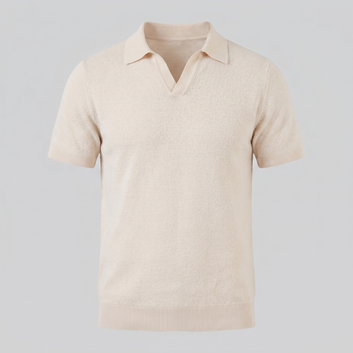 Men's V-Neck Polo Shirt - Lightweight Cotton - Casual Summer Wear - Multiple Colors