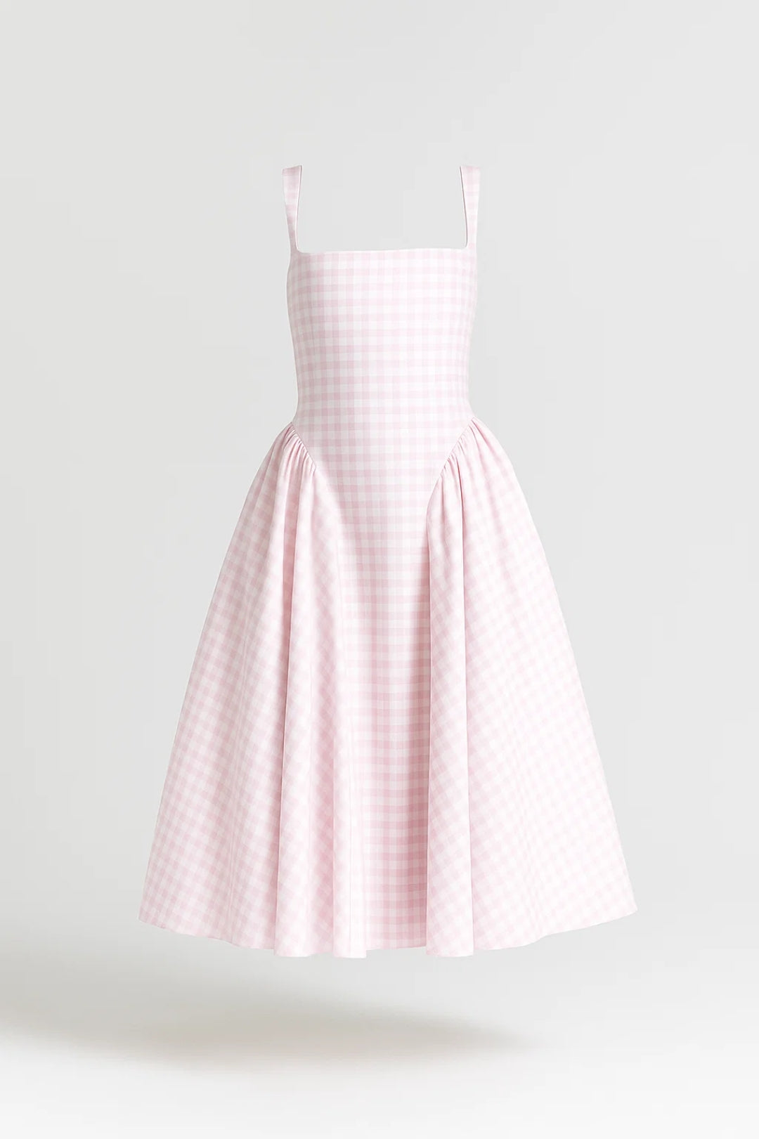 Checked Square-Neck Midi Dress – Occasion Gown for Weddings & Events