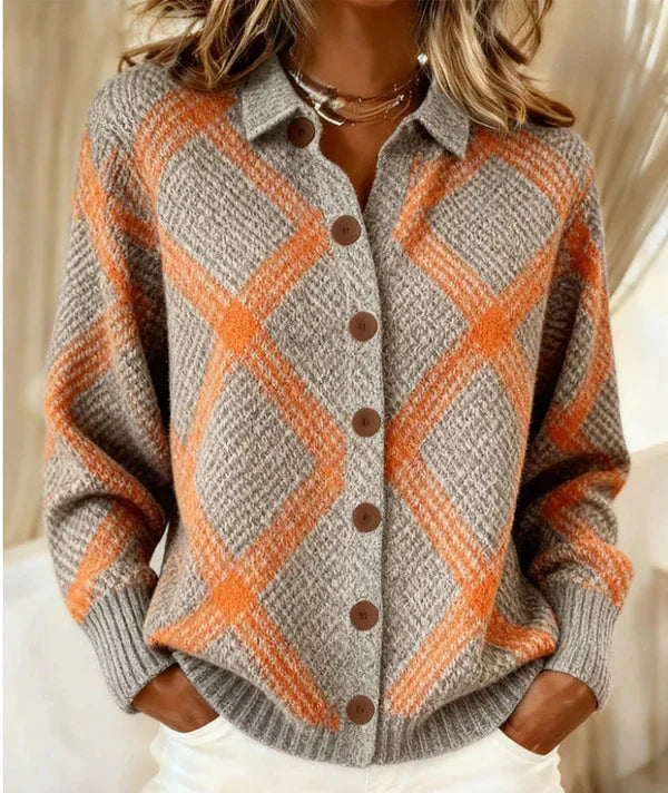 Plaid Long Cardigan in Blue and Red – Casual, Stylish Layering