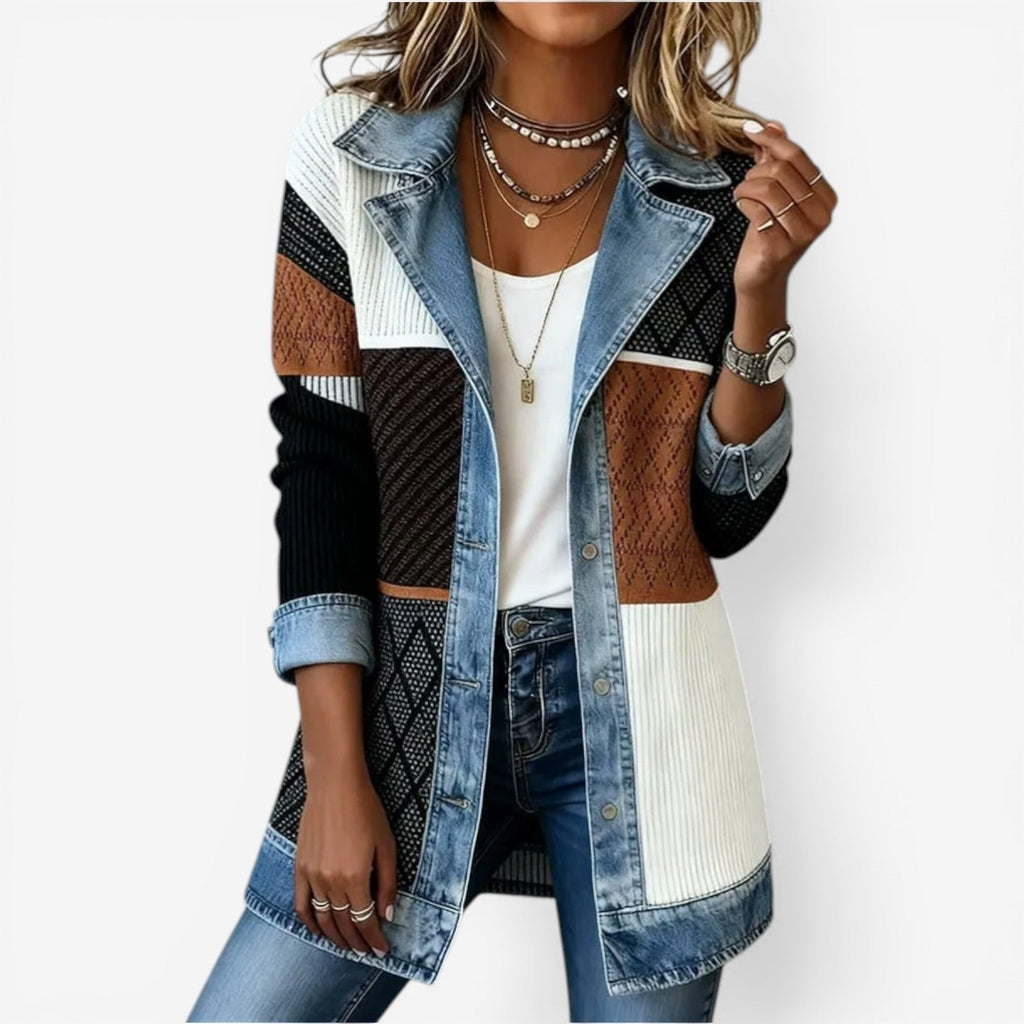 Layered Collar Button Jacket – Women's Casual Layered Look, Stylish Layering