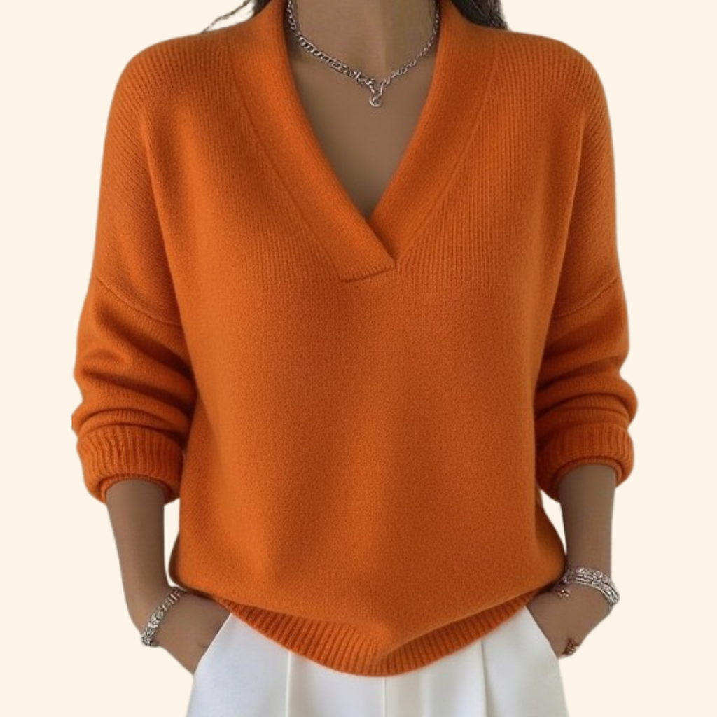 Elegant Jumper with V-Neck and Soft Knit – Casual Wear, Everyday Style