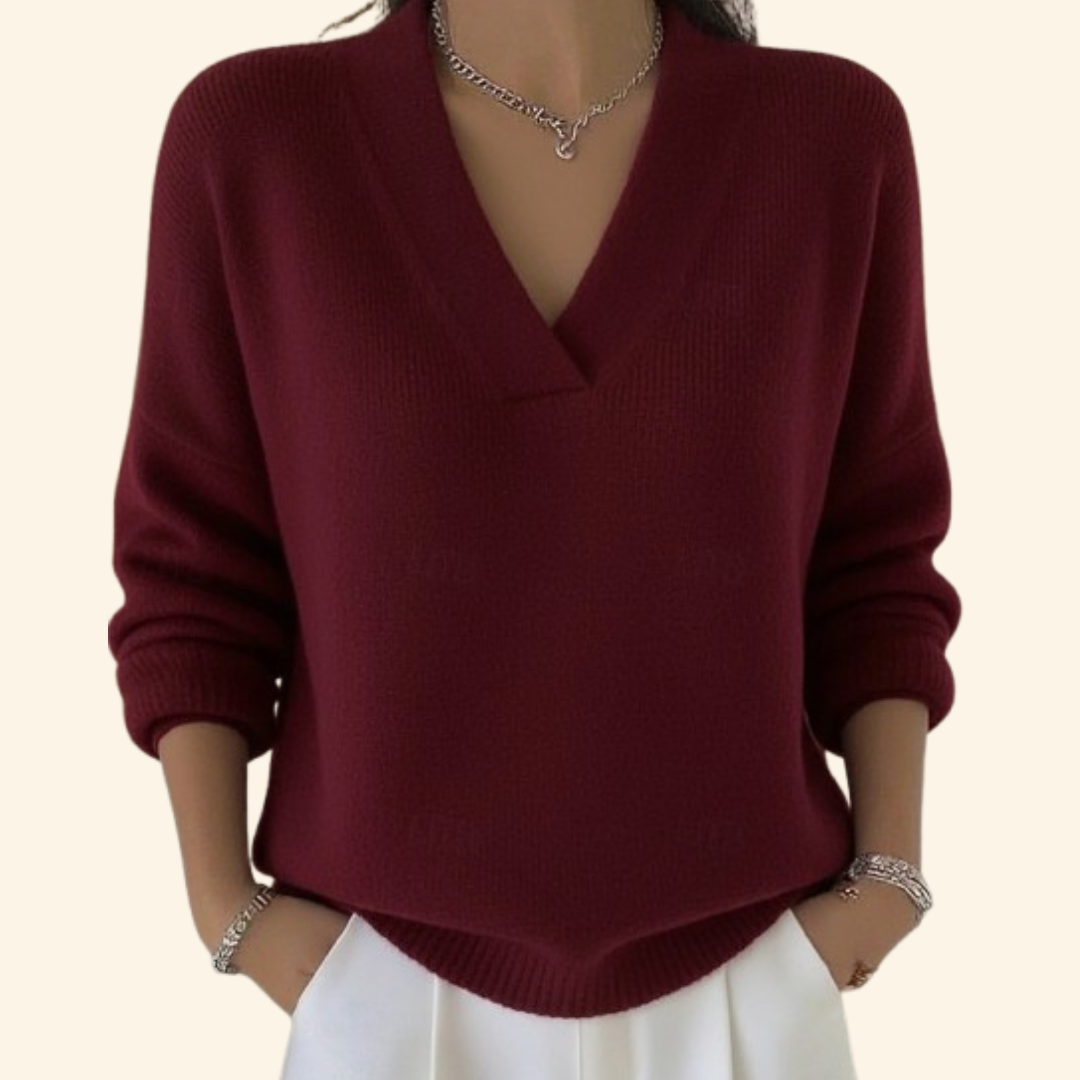 Elegant Jumper with V-Neck and Soft Knit – Casual Wear, Everyday Style