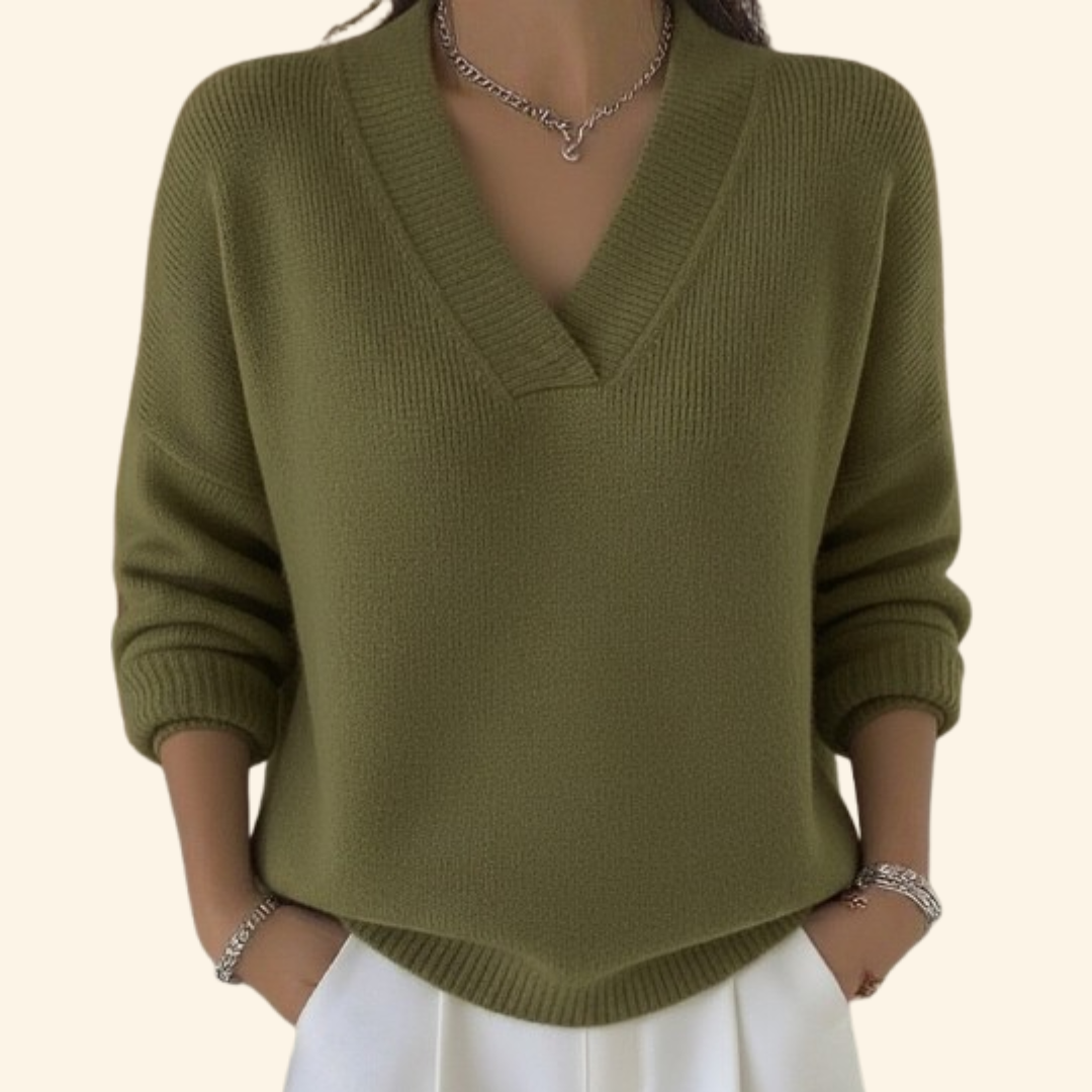 Elegant Jumper with V-Neck and Soft Knit – Casual Wear, Everyday Style