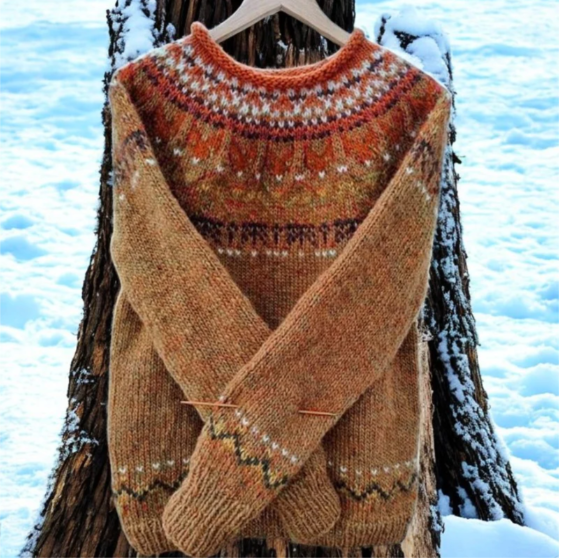 Vintage Jacquard Jumper – Cosy Knitwear for Winter, Casual Wear