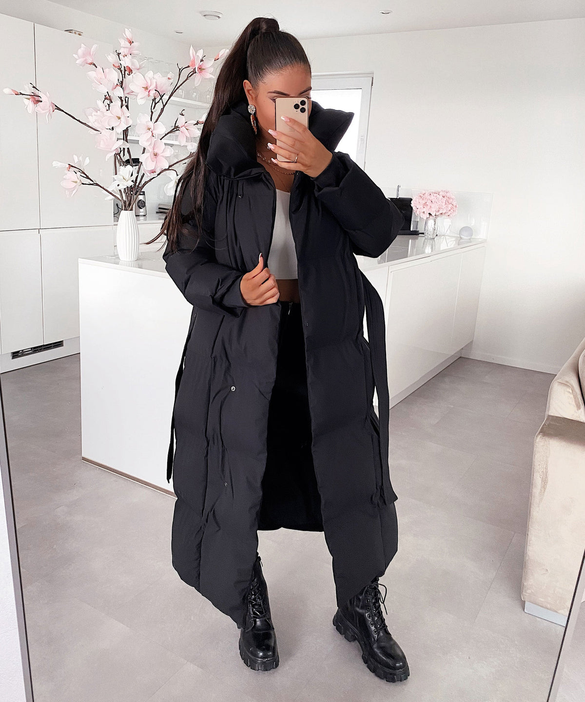 Long Quilted Winter Coat in Black – Stylish Warmth for Everyday Wear, Casual Outings