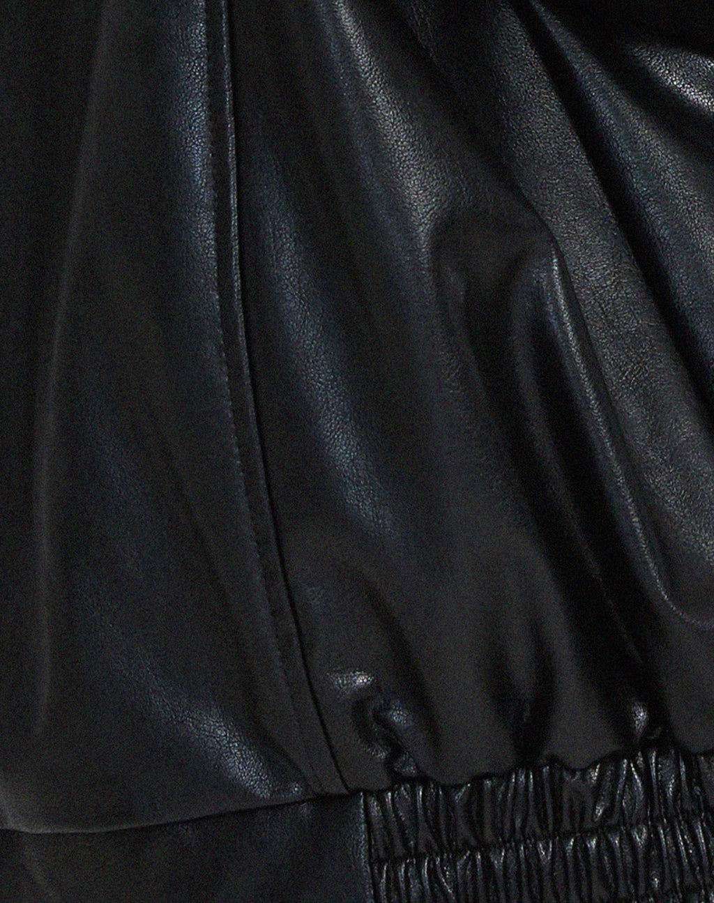 Oversized Faux Leather Bomber Jacket with Zip Front – Casual Wear, Everyday Style