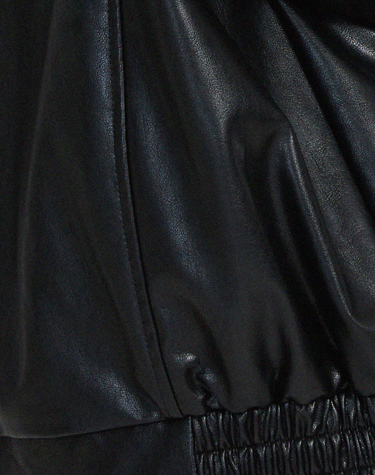 Oversized Faux Leather Bomber Jacket with Zip Front – Casual Wear, Everyday Style