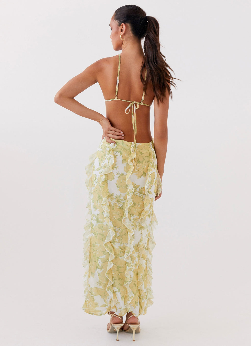 Floral Halter Maxi Dress – Occasion Gown for Weddings & Events