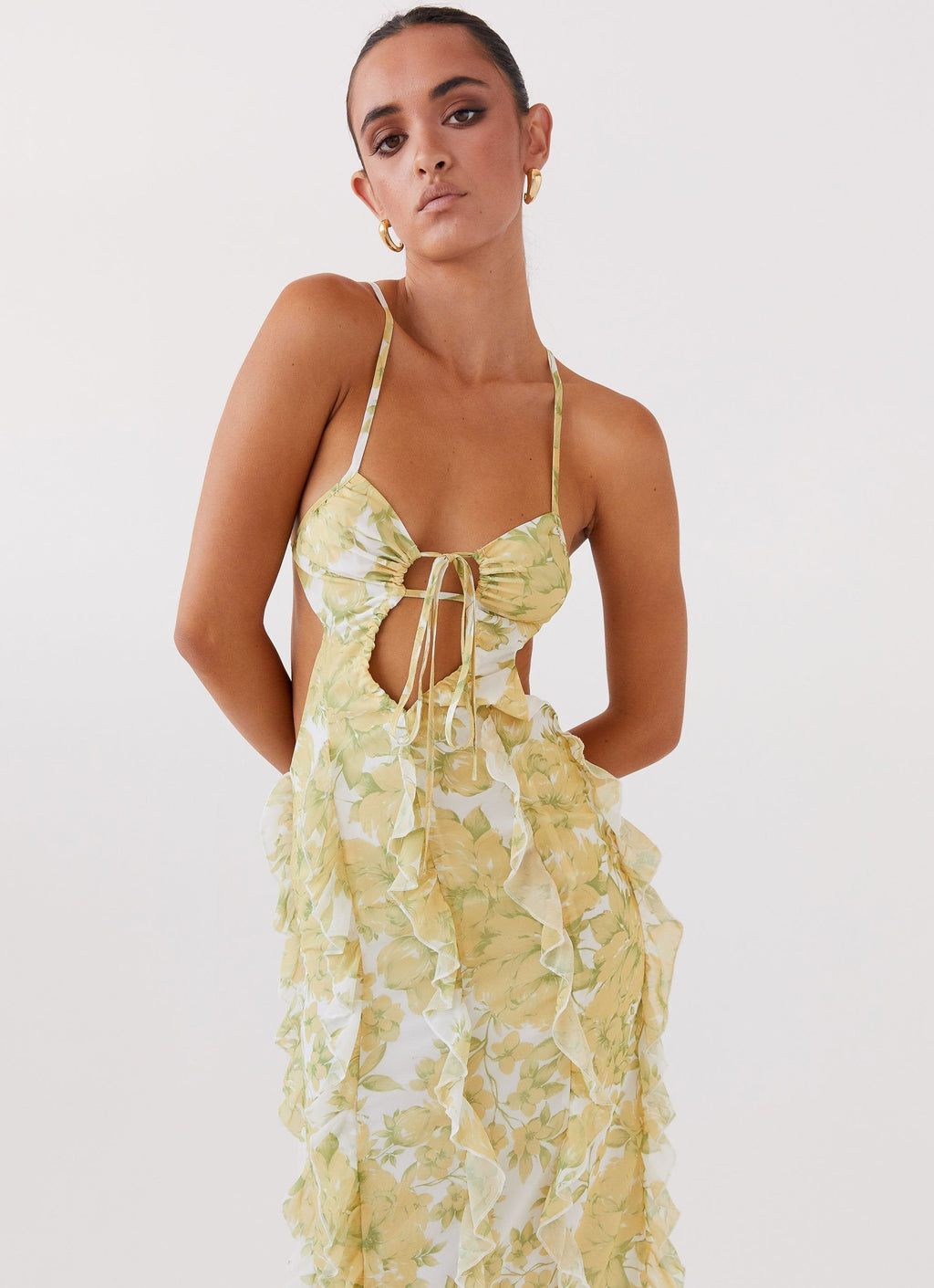 Floral Halter Maxi Dress – Occasion Gown for Weddings & Events