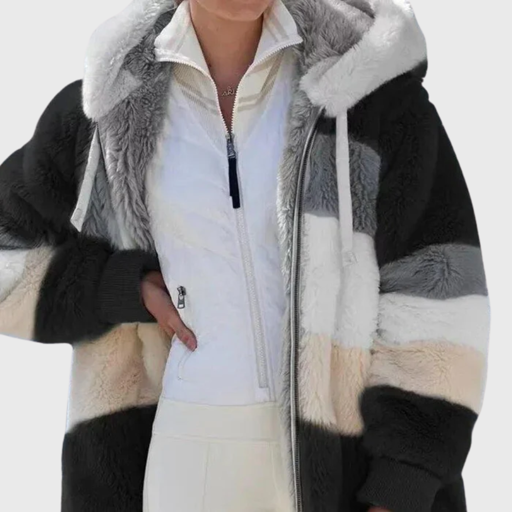 Multicolour Warm Puffer Jacket with Hood – Casual, Outdoor