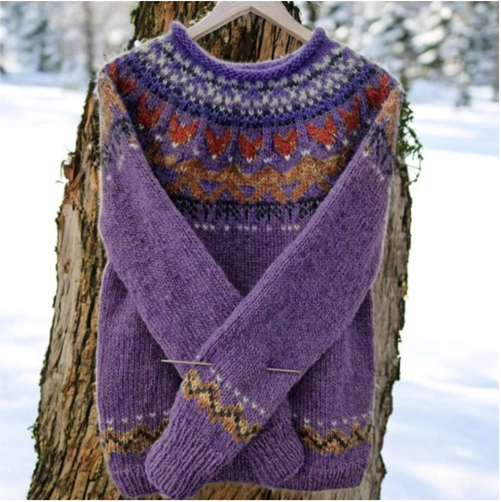 Vintage Jacquard Jumper – Cosy Knitwear for Winter, Casual Wear