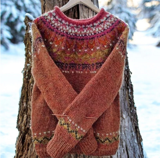 Vintage Jacquard Jumper – Cosy Knitwear for Winter, Casual Wear