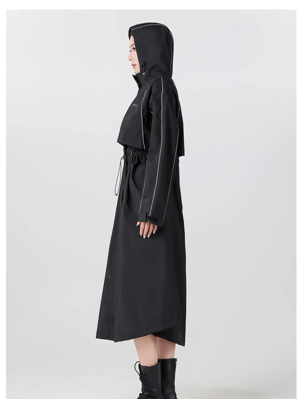 Women's Longline Hooded Rain Coat – Lightweight, Waterproof – Cycling, Outdoor