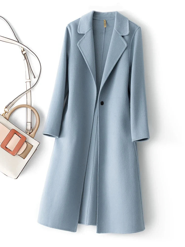 Women's Reversible Wool Coat – 100% Wool, Long Length – Stylish Layering, Everyday Wear