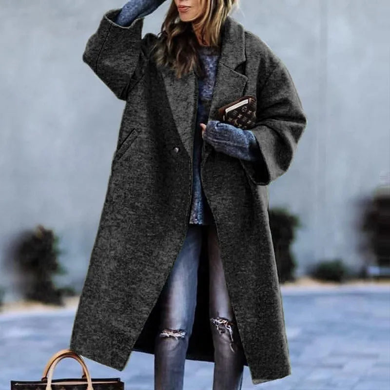 Women's Wool Blend Long Coat – Stylish Outerwear, Everyday Wear
