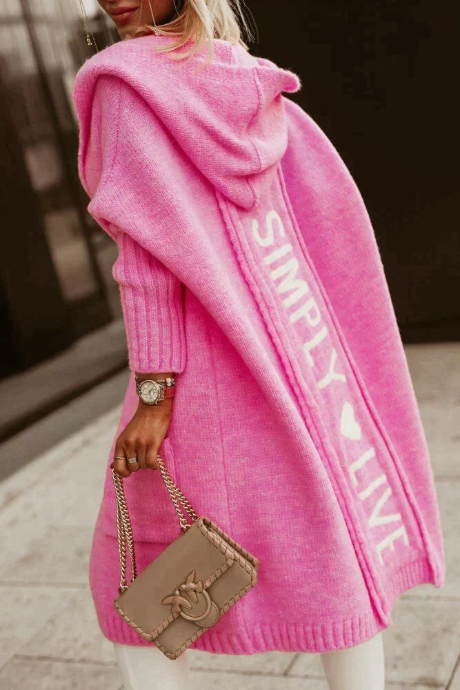 Hooded Cardigan in Pink or Beige – Casual Layering, Everyday Wear