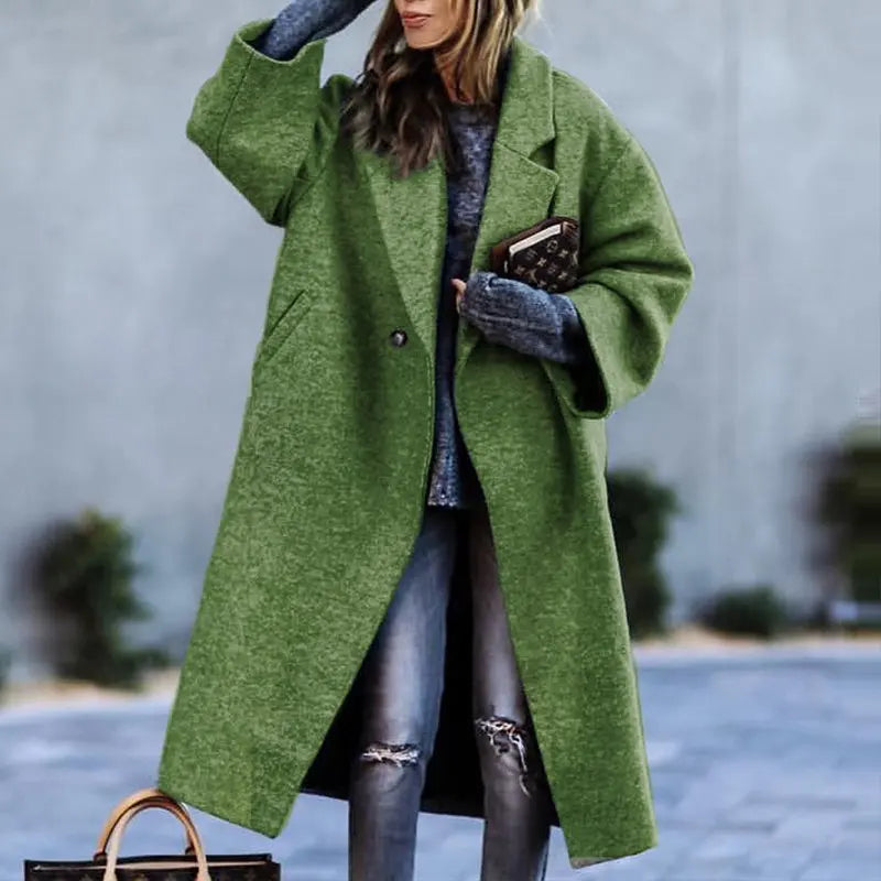Women's Wool Blend Long Coat – Stylish Outerwear, Everyday Wear