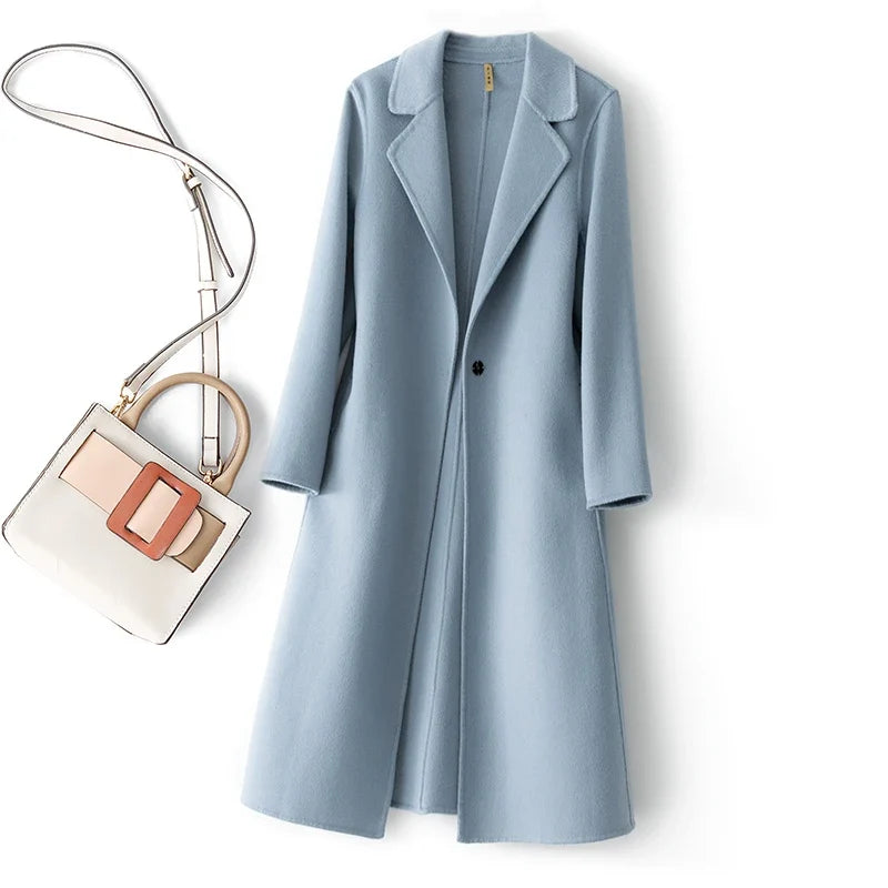 Women's Reversible Wool Coat – 100% Wool, Long Length – Stylish Layering, Everyday Wear