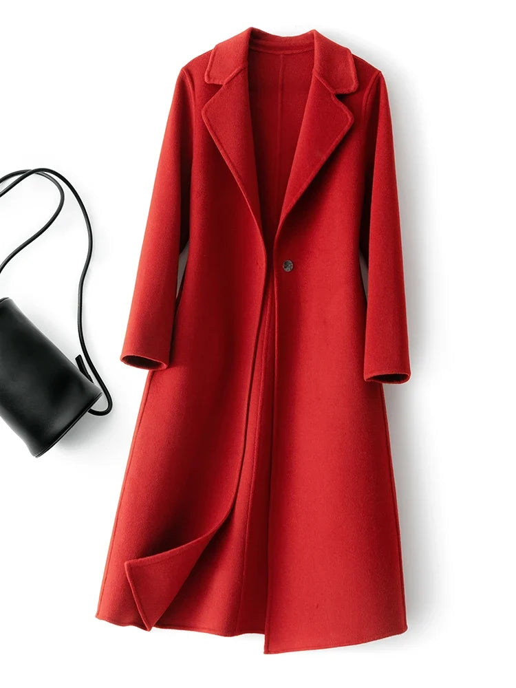 Women's Reversible Wool Coat – 100% Wool, Long Length – Stylish Layering, Everyday Wear