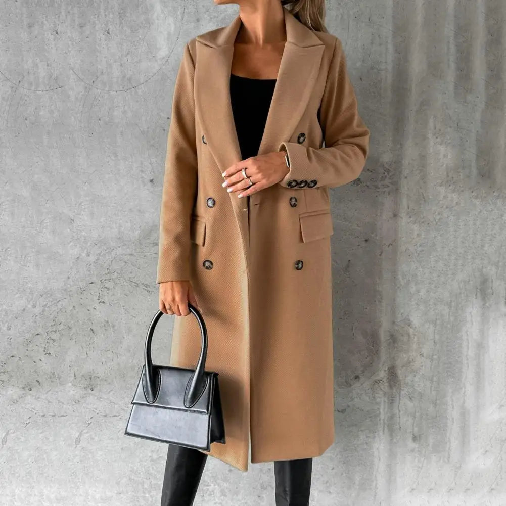 Luxe Wool Trench Coat in Blue or Beige – Office, Casual, Everyday Wear