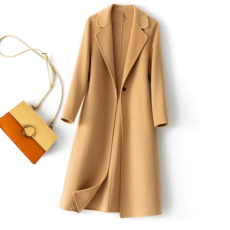 Women's Reversible Wool Coat – 100% Wool, Long Length – Stylish Layering, Everyday Wear