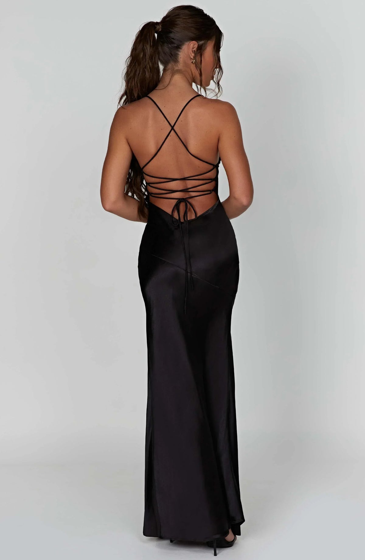 Satin Maxi Dress – V-Neck, Occasion Gown for Weddings & Events