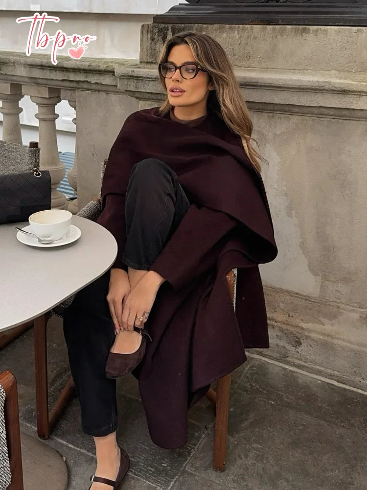 Bordeaux Wrap Coat – Stylish Women's Outerwear, Perfect for Everyday Wear, Casual Outings