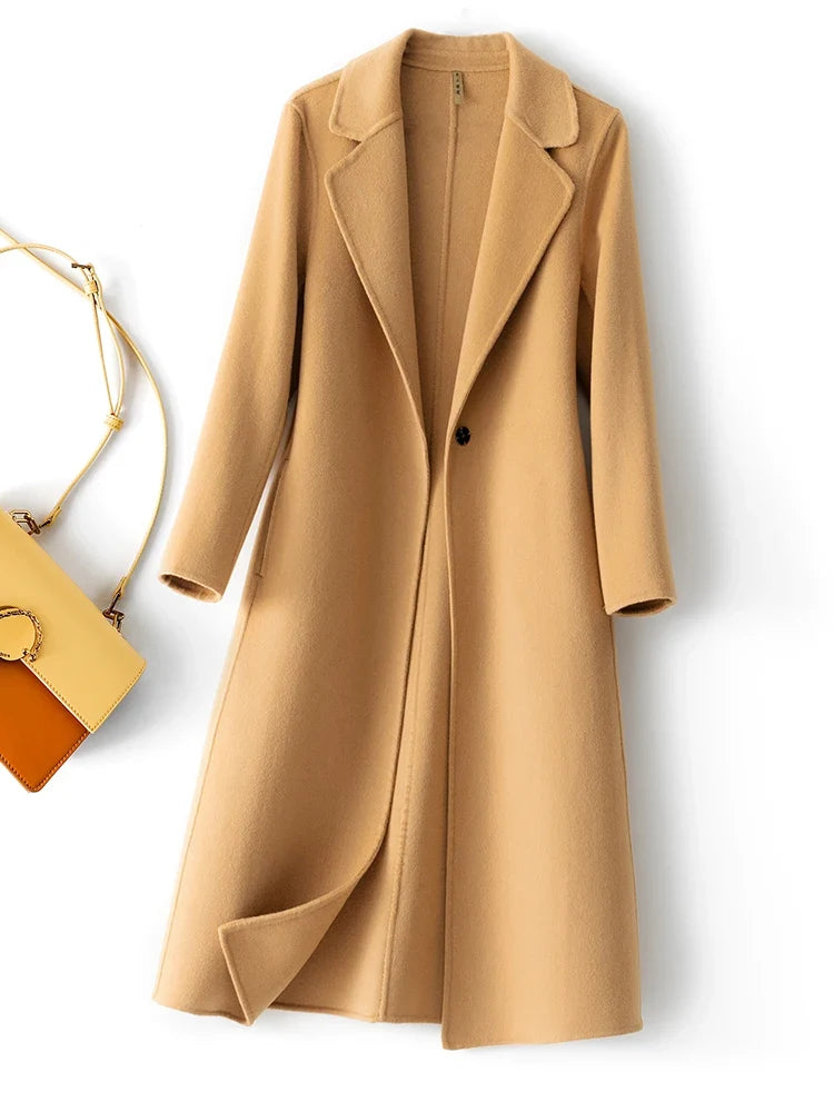 Women's Reversible Wool Coat – 100% Wool, Long Length – Stylish Layering, Everyday Wear