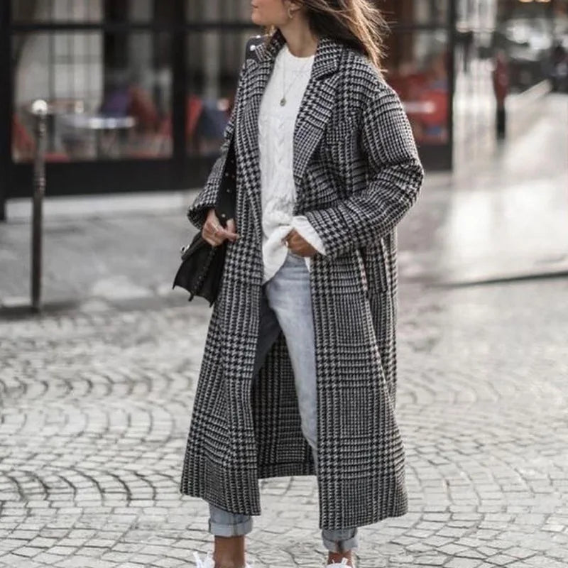 Women's Wool Blend Long Coat – Stylish Outerwear, Everyday Wear