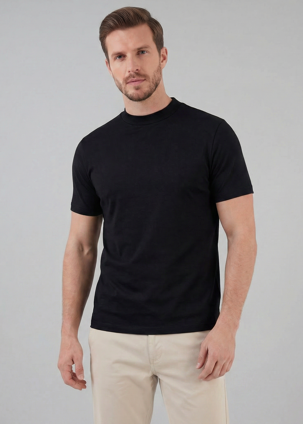 Shiny Men's Crewneck T-Shirt - Lightweight Fabric for Casual Wear