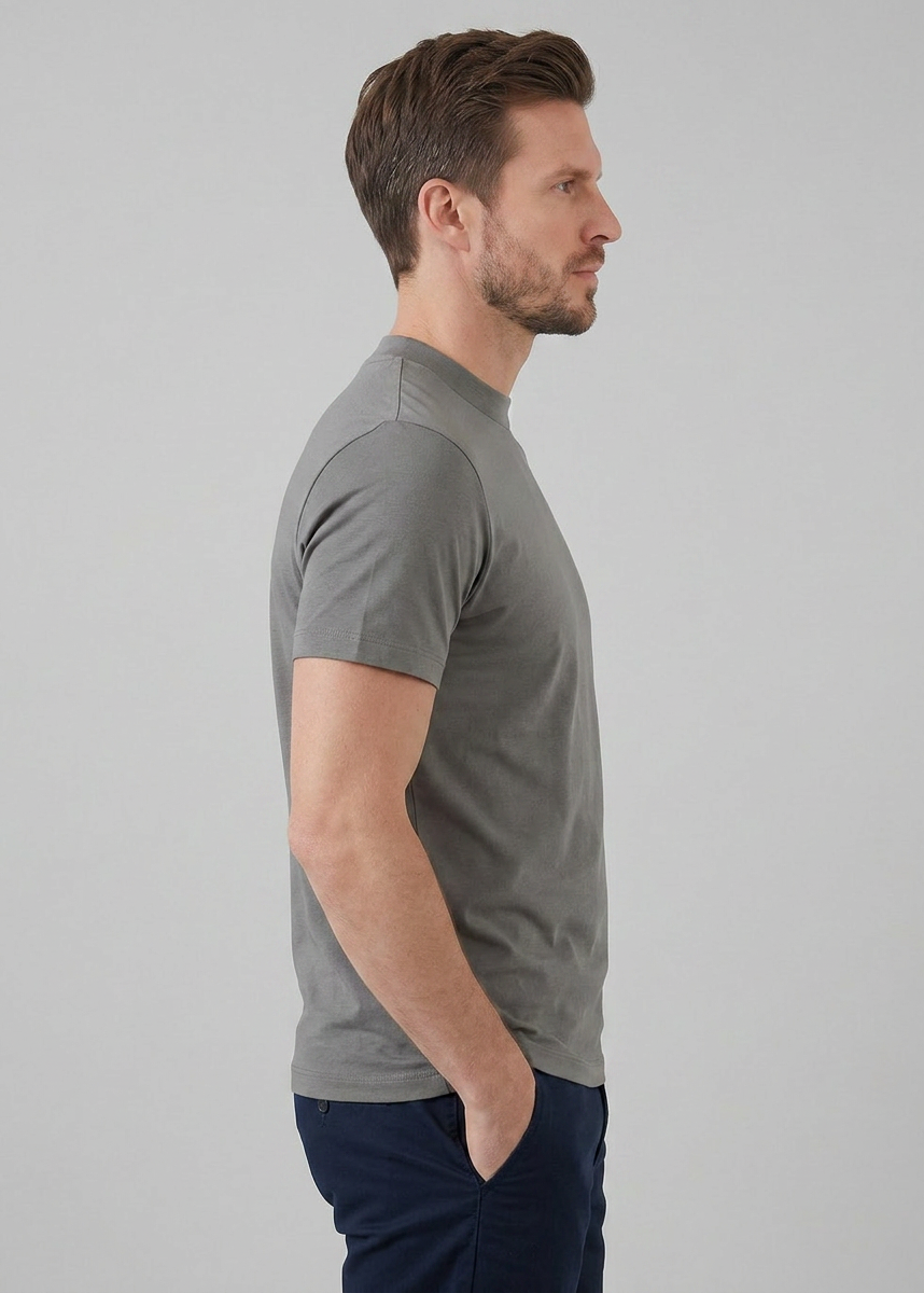 Shiny Men's Crewneck T-Shirt in Soft Fabric for Casual Wear