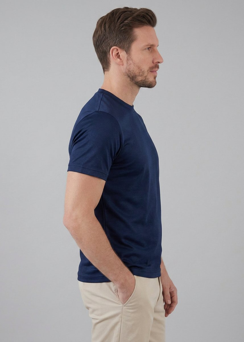 Shiny Men's Crewneck T-Shirt in Soft Fabric for Casual Wear