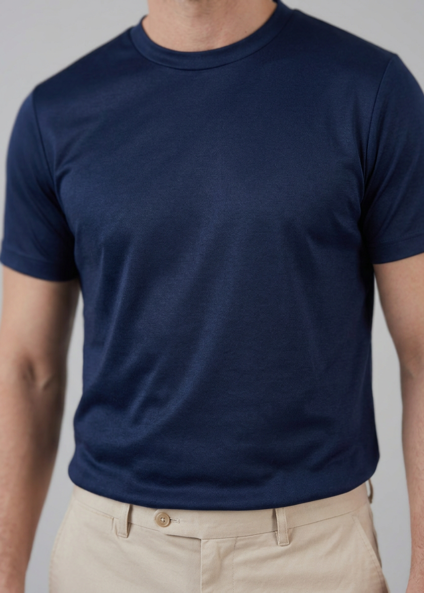 Shiny Men's Crewneck T-Shirt in Soft Fabric for Casual Wear