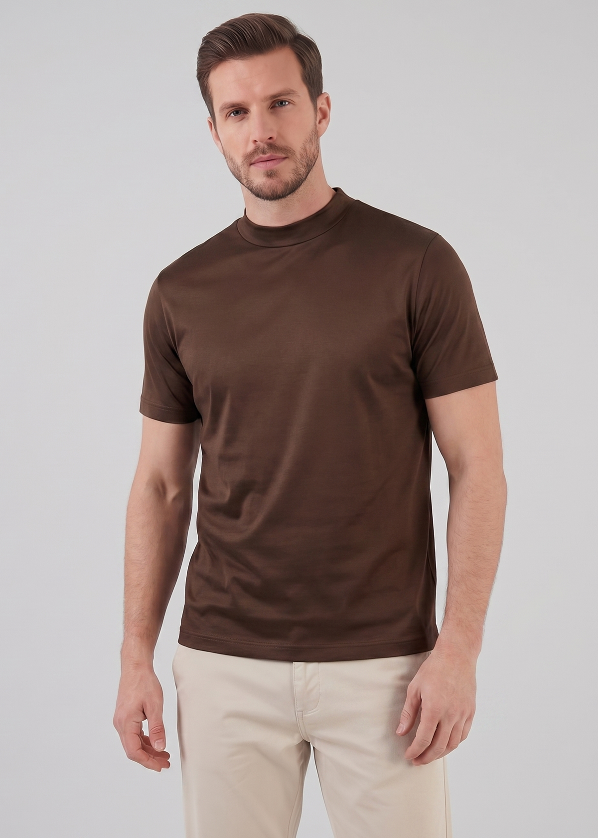 Shiny Men's Crewneck T-Shirt in Soft Fabric for Casual Wear