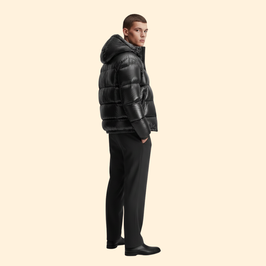 Sleek Hooded Puffer Jacket – Winter Warmth, Outdoor Adventure